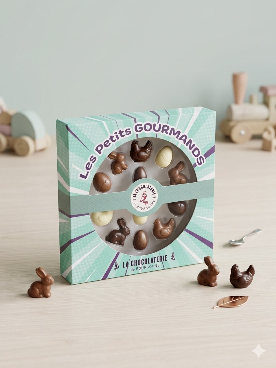 Rendu photo-réaliste du packaging Les Petits Gourmands